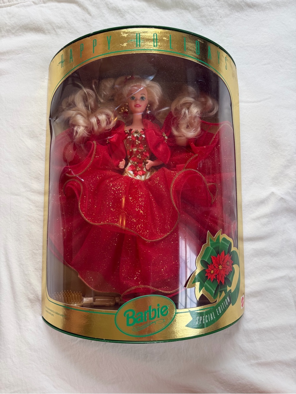 Vintage 1993 Happy Holidays Barbie Special Edition Doll Red Gown 10824